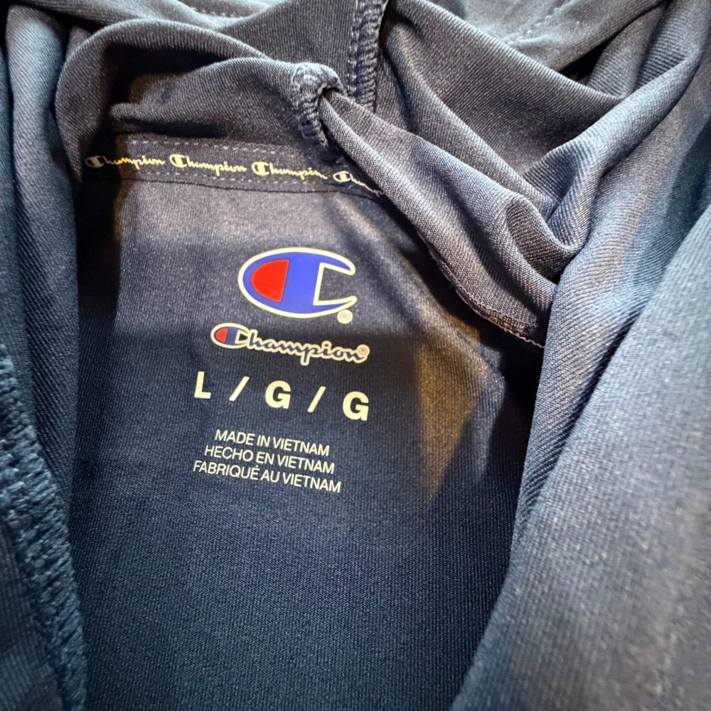 Champion Mens Hooded Rashguard Navy Blue Long Sleeve Sun Shirt Mens Large - Picture 5 of 9